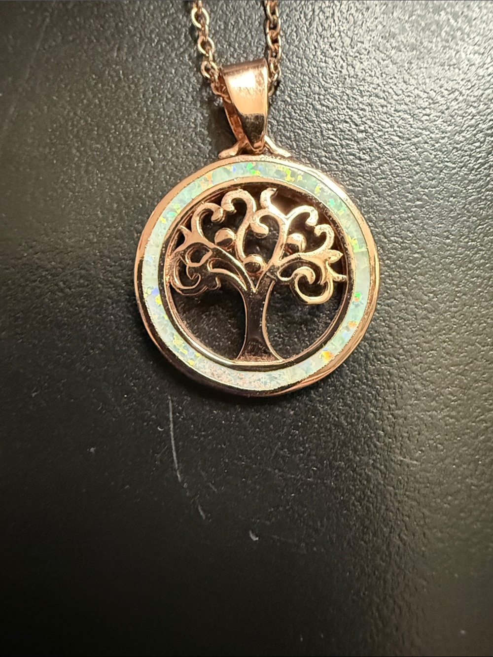Fake Rose Gold Tree of Life Pendant Necklace - Women Jewelry